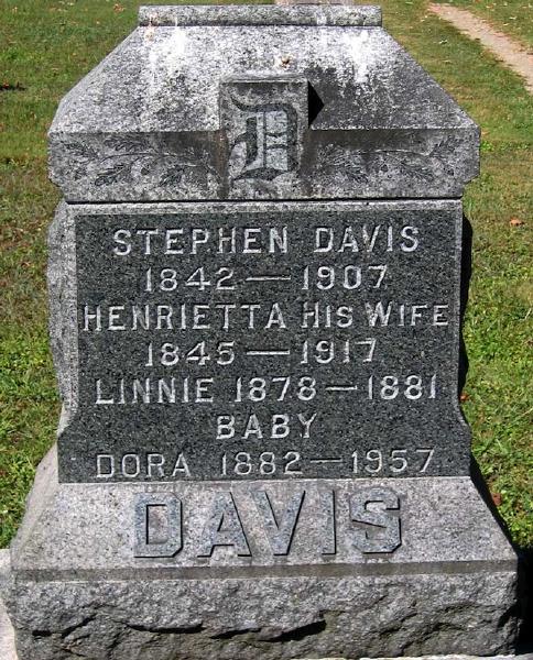 Stephen and Henrietta Rogers Davis and daughters Linnie and Dora, Java Village Cemetery, Wyoming County, New York