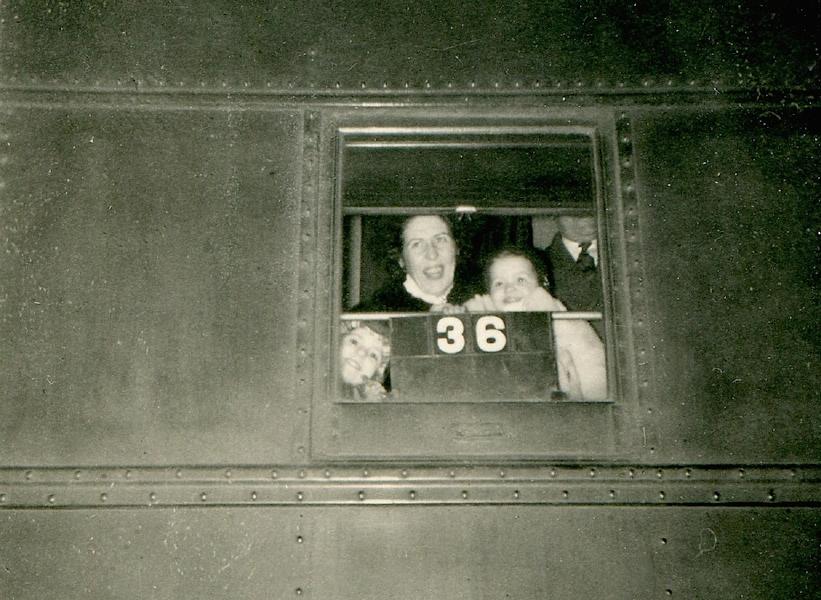 Leaving for Niagara Falls by train, 28 December 1949