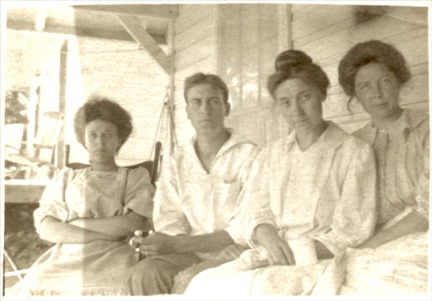 Pete and Louise (far right) Wilson, Olcott Beach 1907