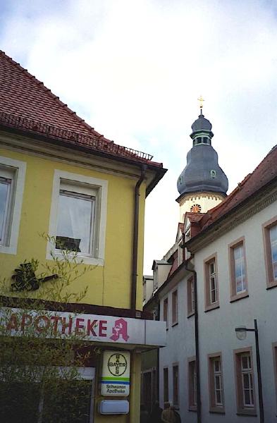 Schwanen Apotheke und Läutturm, Grasgasse, Speyer, Mai 2004