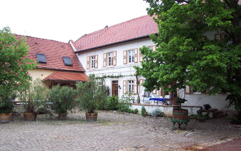 St Alban Hof from Hinterhof, Undenheim (Mai 2004), late 1600s home of Zacharias Schömbs as manager of the Cathedral's farm.
Then Johannes Kämerer was there as Administrator of the Church at St Alban.
His son Laurentius Kämerer married Anna Catharina Schömbs whose father Johannes was a grandson of Zacharias Schömbs' son Hermann.